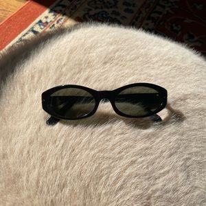 Vintage Women’s Persol Black Oval Sunglasses with Silver Accents